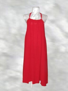 See you Monday size XL womens red halter dress long backless nwot